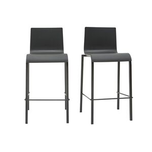 Miliboo Tabourets de bar design empilables noirs H65 cm lot de 2 KUPA