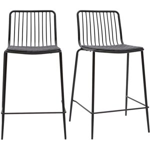 Miliboo Tabourets de bar design en metal noir avec coussin 65 cm lot de 2 FEELING