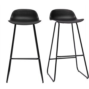 Miliboo Tabourets de bar design noirs H70 cm lot de 2 ELLA