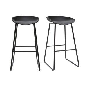 Miliboo Tabourets de bar design noirs H75 cm lot de 2 PEBBLE