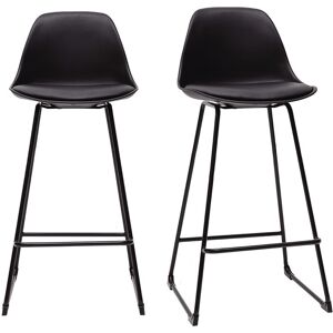 Miliboo Tabourets de bar design noirs pieds metal 65 cm lot de 2 FRANZ