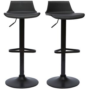 Miliboo Tabourets de bar design reglables noirs 360° lot de 2 KRONOS