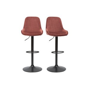 Miliboo Tabourets de bar design reglables velours rouge tomette lot de 2 HOLO