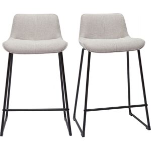 Miliboo Tabourets de bar en tissu effet velours texture beige et metal H65 cm (lot de 2) BOOST