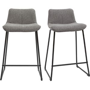 Miliboo Tabourets de bar en tissu effet velours texture gris et metal H65 (lot de 2) BOOST