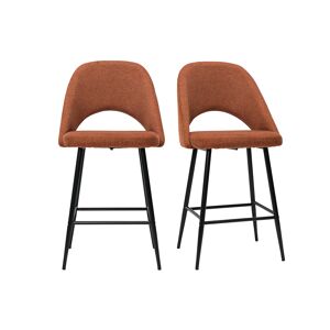 Miliboo Tabourets de bar en tissu effet velours texture terre brulee H65 cm (lot de 2) COSETTE