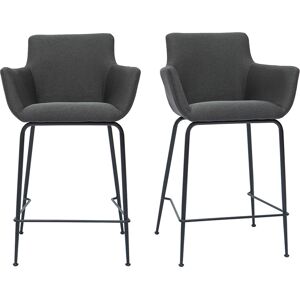 Miliboo Tabourets de bar en tissu gris anthracite H65 cm lot de 2 CARLIE