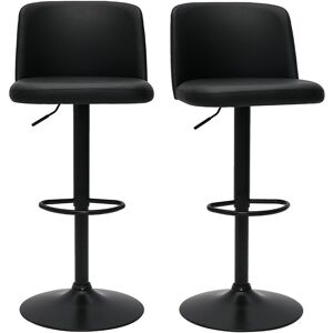 Miliboo Tabourets de bar reglables en polyurethane noir et metal noir (lot de 2) MONTI