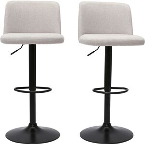 Miliboo Tabourets de bar reglables en tissu effet velours texture beige et metal noir lot de 2 MONTI