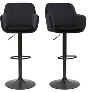 Miliboo Tabourets de bar reglables en velours noir et metal (lot de 2) AMIKA