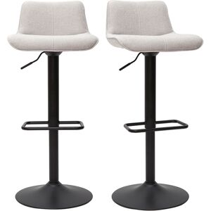 Miliboo Tabourets de bar reglables pivotants 360° en tissu effet velours texture beige et metal noir (lot de 2) BOOST