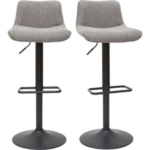 Miliboo Tabourets de bar reglables pivotants 360° en tissu effet velours texture gris et metal (lot de 2) BOOST