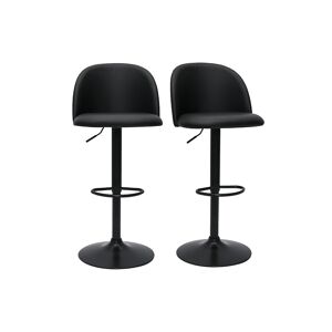 Miliboo Tabourets de bar reglables polyurethane noir et metal noir (lot de 2) CELESTE