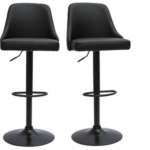 Miliboo Tabourets de bar reglables polyurethane noir et metal noir lot de 2 HASTA