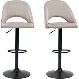 Miliboo Tabourets de bar relevables en velours taupe et metal noir lot de 2 COSETTE