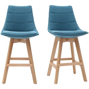 Miliboo Tabourets de bar scandinaves bleu canard 65 cm lot de 2 MATILDE