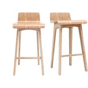 Miliboo Tabourets de bar scandinaves bois clair H65 cm lot de 2 BALTIK