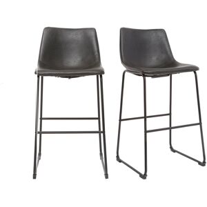 Miliboo Tabourets de bar vintage noirs 73 cm lot de 2 NEW ROCK