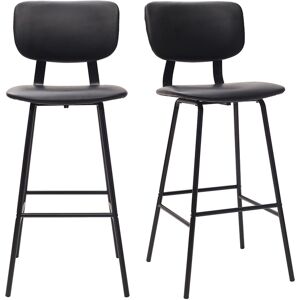 Miliboo Tabourets de bar vintage noirs avec pieds metal 75 cm lot de 2 LAB