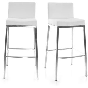 Miliboo Tabourets design blanc H66 cm lot de 2 EPSILON