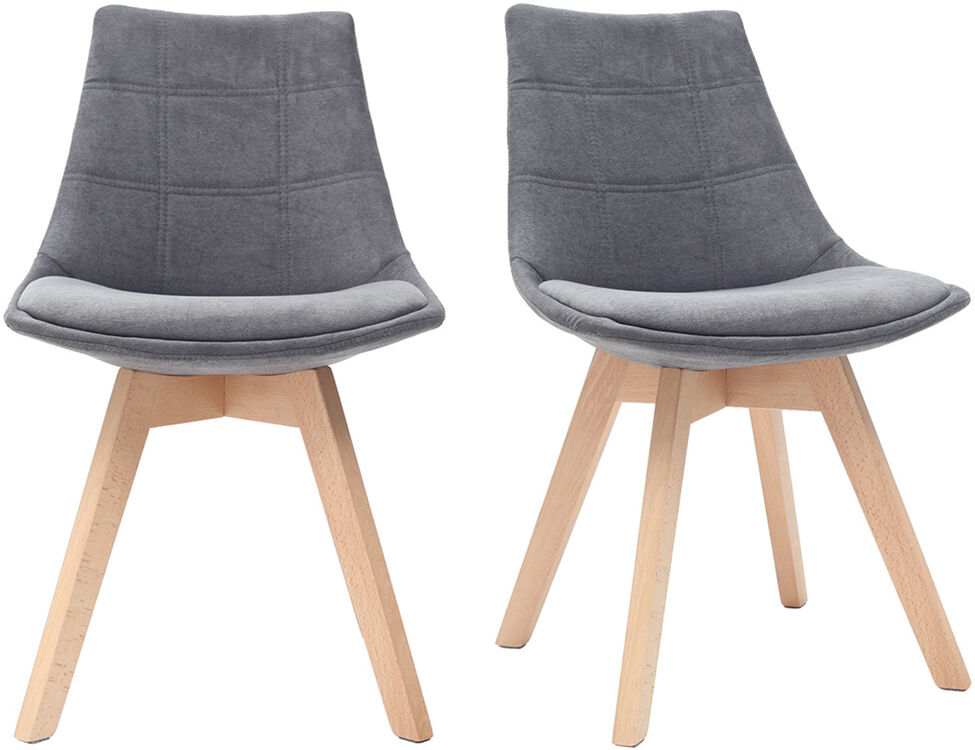 Miliboo Chaises scandinaves en tissu gris foncé et bois clair (lot de 2) MATILDE