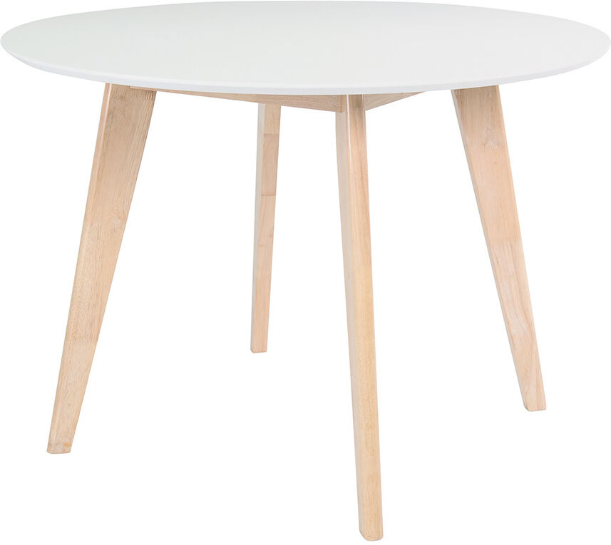 Miliboo Table scandinave ronde blanc et bois D100 cm LEENA