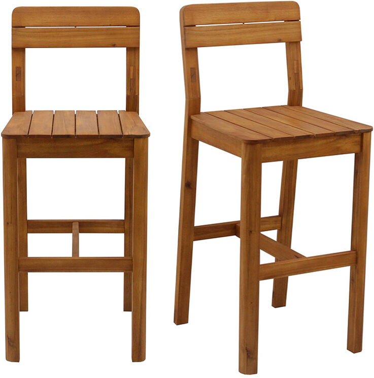 Miliboo Tabourets de bar de jardin en bois massif H80 cm (lot de 2) AKIS