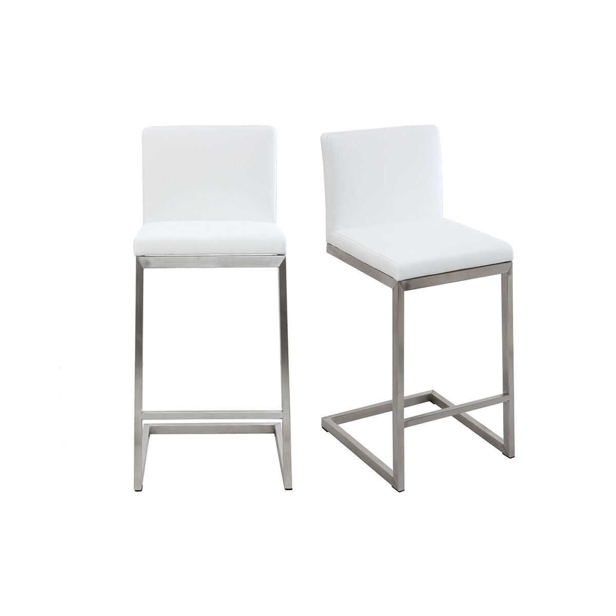 Miliboo Tabourets de bar design blancs avec pieds métal (lot de 2) STELLAR