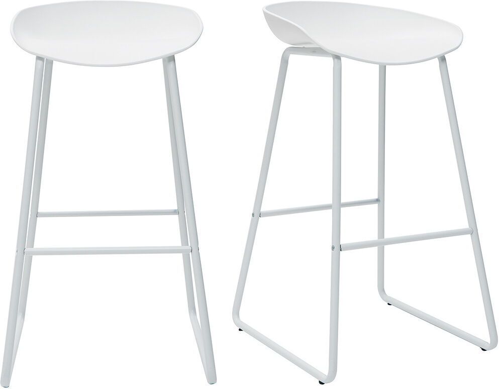 Miliboo Tabourets de bar design blancs H75 cm  (lot de 2) PEBBLE