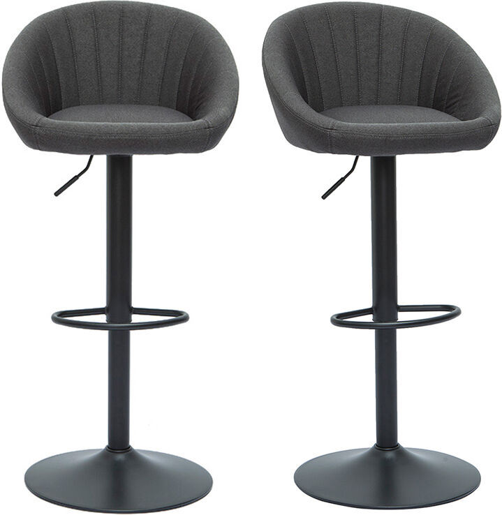 Miliboo Tabourets de bar réglables design gris anthracite (lot de 2) SHERU