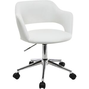 Miliboo Chaise de bureau a roulettes design blanc et acier chrome JESSY