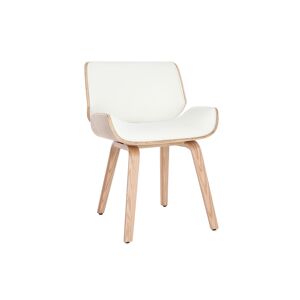 Miliboo Chaise design blanc et bois clair RUBBENS