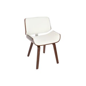 Miliboo Chaise design blanc et bois fonce RUBBENS