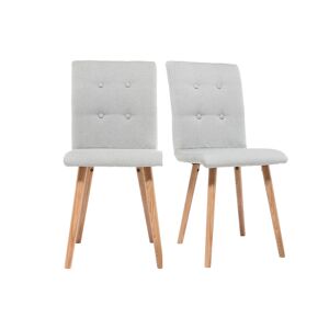 Miliboo Chaise design en tissu gris clair et bois clair massif (lot de 2) HORTA