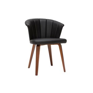 Miliboo Chaise design noir et bois fonce noyer ALBIN