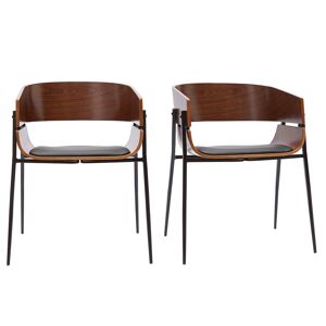 Miliboo Chaises design bois fonce et metal noir (lot de 2) WESS