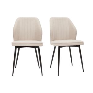 Miliboo Chaises design en tissu effet velours beige et metal noir (lot de 2) FANETTE