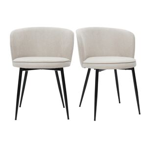 Miliboo Chaises design en tissu effet velours beige et metal noir (lot de 2) SERIF