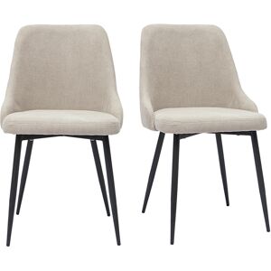 Miliboo Chaises design en tissu effet velours beige naturel et metal noir (lot de 2) CULT