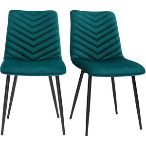 Miliboo Chaises design en tissu velours bleu petrole et metal noir (lot de 2) PUMPKIN