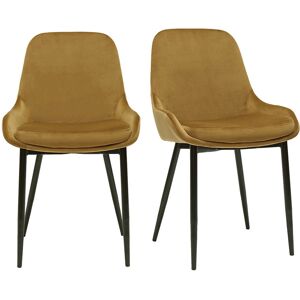 Miliboo Chaises design en tissu velours bronze et metal noir (lot de 2) HOLO