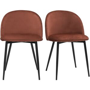 Miliboo Chaises design en tissu velours rouge tomette et metal noir (lot de 2) CELESTE