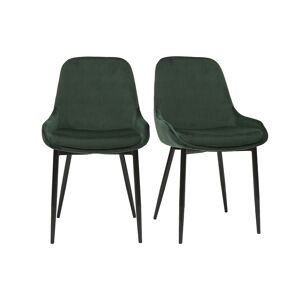 Miliboo Chaises design en tissu velours vert fonce et metal noir (lot de 2) HOLO