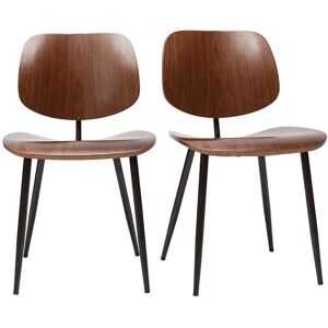 Miliboo Chaises en bois fonce noyer et metal noir (lot de 2) TOBIAS