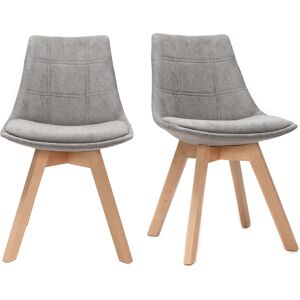 Miliboo Chaises scandinaves en tissu gris et bois clair (lot de 2) MATILDE