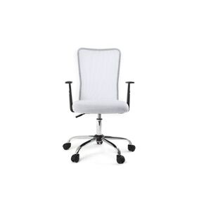 Miliboo Fauteuil de bureau a roulettes design en mesh blanc et acier chrome PLUZ