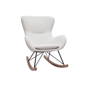 Miliboo Rocking chair scandinave en tissu velours côtele beige, metal noir et bois clair ESKUA