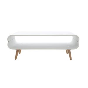 Miliboo Table basse rectangulaire scandinave blanc et bois clair L118 cm TAKLA