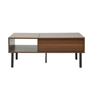 Miliboo Table basse relevable rectangulaire bois fonce finition noyer et metal noir L100 cm KANE
