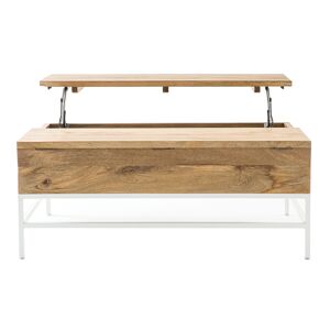 Miliboo Table basse relevable rectangulaire bois manguier massif et metal blanc L110 cm BOHO